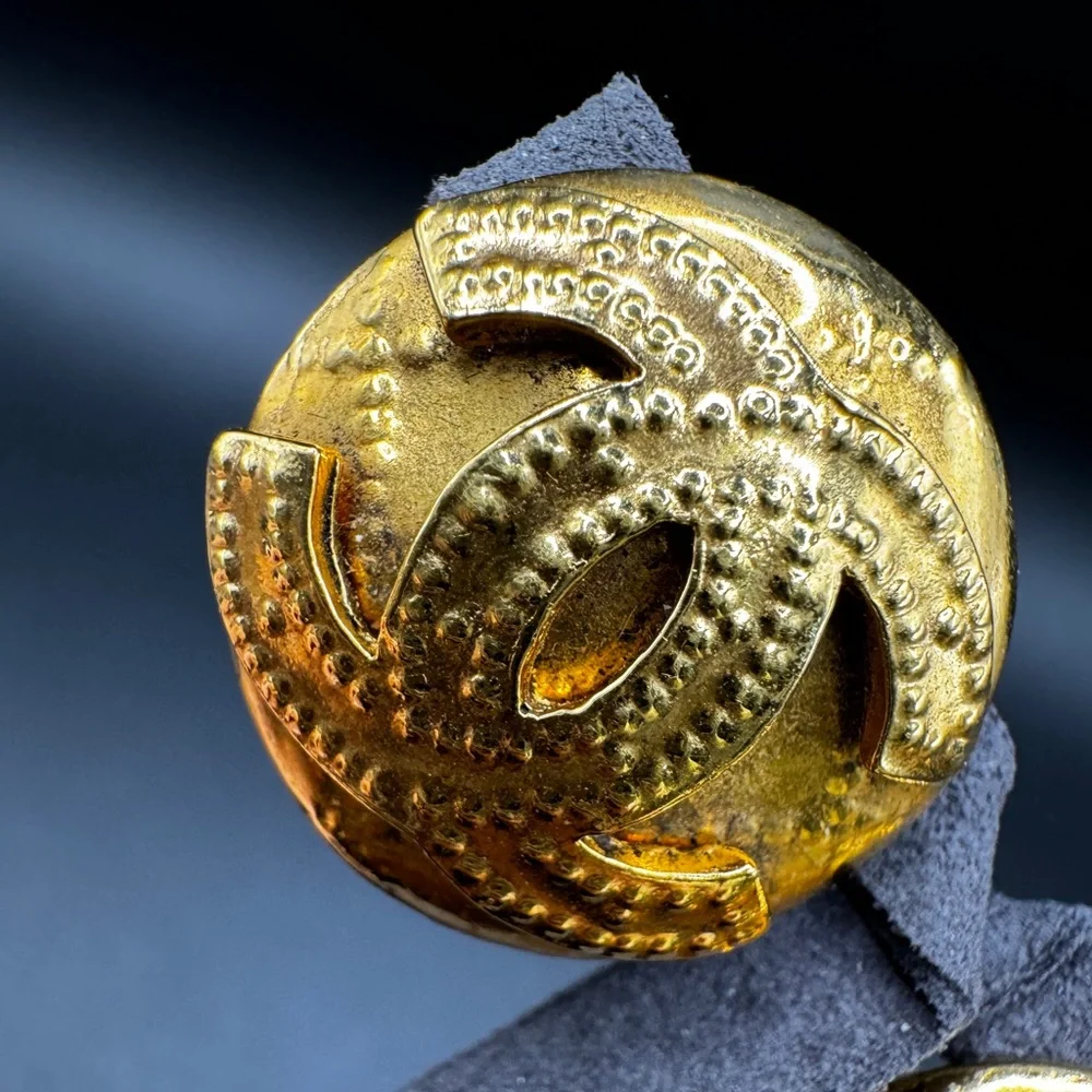 LOT 1260 24K gold plated Chanel hummered earrings